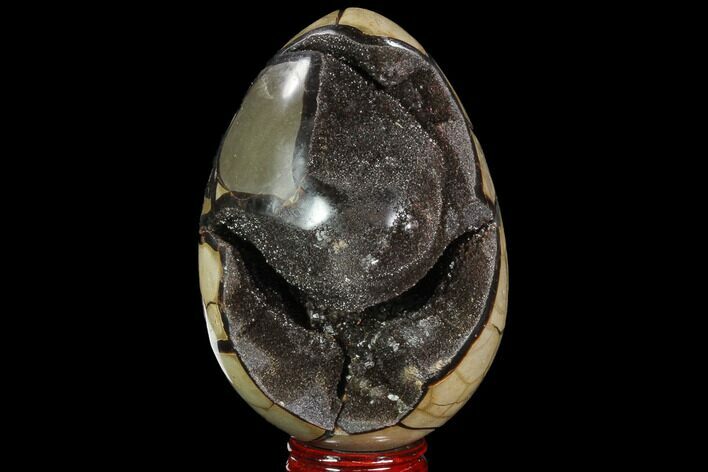 Septarian Dragon Egg Geode - Black Crystals #95963